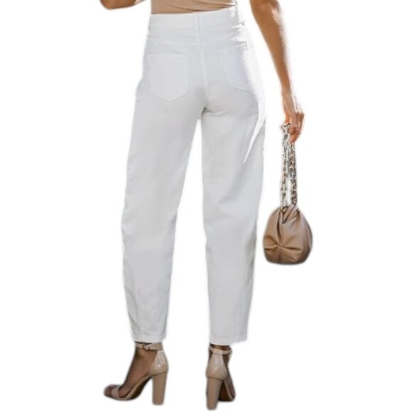 Astylish | NWOT Classic High Waist Baggy Slouchy Boyfriend Jeans in White Size 4 - Picture 4 of 11